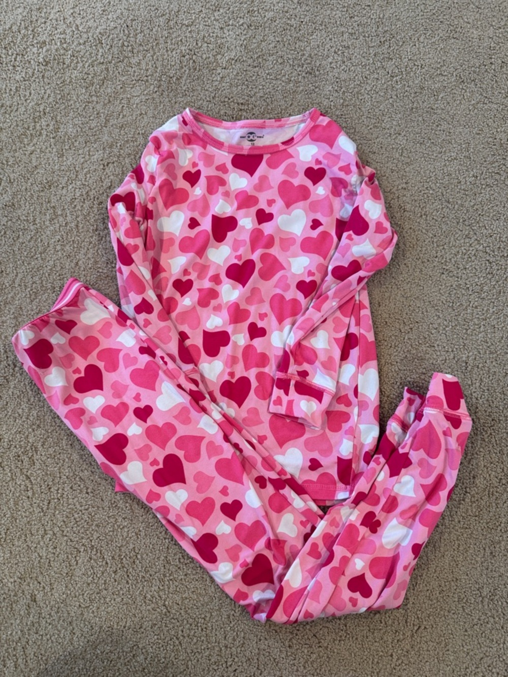Only Pink Heart-Pattern Girls Pajama Set